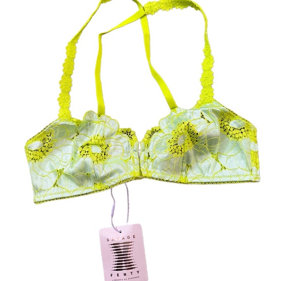 Savage X Fenty Other - Savage X Fenty Neon Yellow Floral Lace Bralette